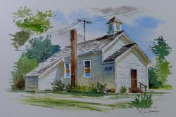 Watercolor Painting of Little England Chapel, Hampton Virginia by Richard Moore