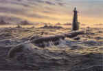 Watercolor Painting Submarine USS Becuna