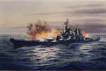 Watercolor Painting Battleship USS New Jersey