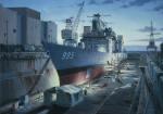 Oil Painting of the USS Scott in Dry Dock