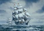 Watercolor Painting of the Clipper Ship Young America