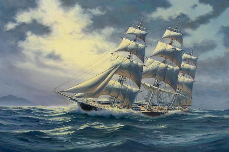Oil Painting of Clipper Ship Comet on the High Seas