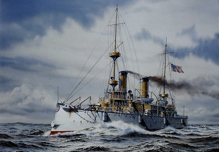Cruiser USS Olympia - Watercolor by Richard Moore