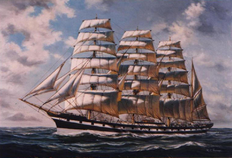 The Barkentine Moshulu on the High Seas - Richard Moore