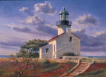 Oil Painting of Old Point Loma Lighthouse in San Diego, California USA