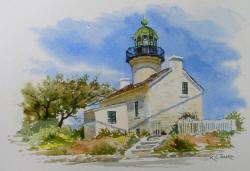 Point Loma Lighthouse - Watercolor Painting by Richard Moore