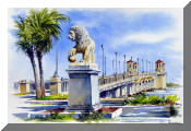 Watercolor Painting of Bridge of Lions, Saint Augustine, Florida