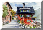 Watercolor Painting of Hallstatt, Austria