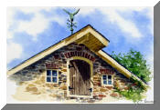 Watercolor Painting of a Building Near Albany New York