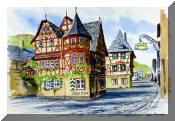 Watercolor Painting of Alte Haus, Bacharach, Germany