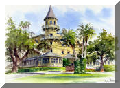 Watercolor Painting of Jekyll Island Club, Jekyll Island, Georga