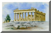 Watercolor Painting of Parthenon, Athens Greece