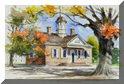 Watercolor Painting of Courthouse, Williamsburg Virgina