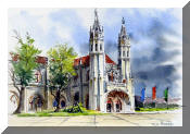 Watercolor Painting of Maritime Museum, Lisbon Portugal