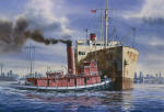 Tug Cicra on the Delaware River, Philadelphia- Watercolor Richard Moore