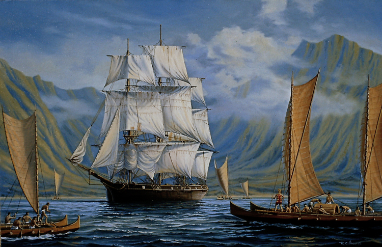 Captain Cook arriving in Hawaii