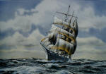 Barkentine Gazela Primeiro at full sail. 