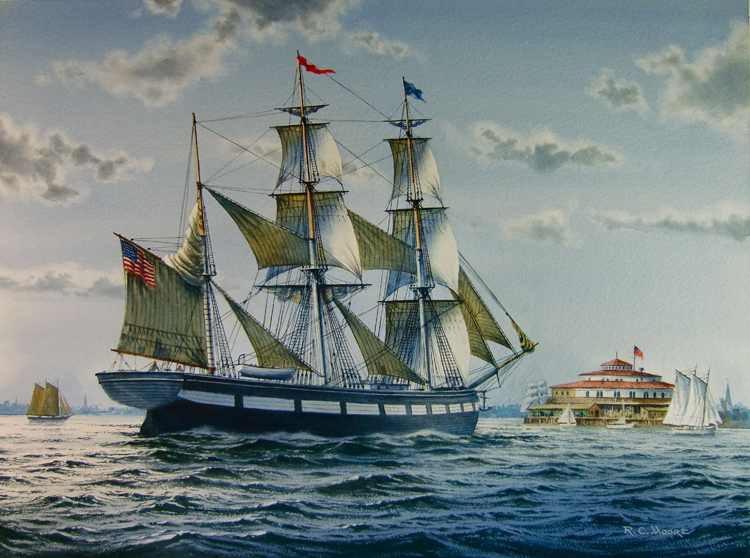 Immigrant bark approaching New York