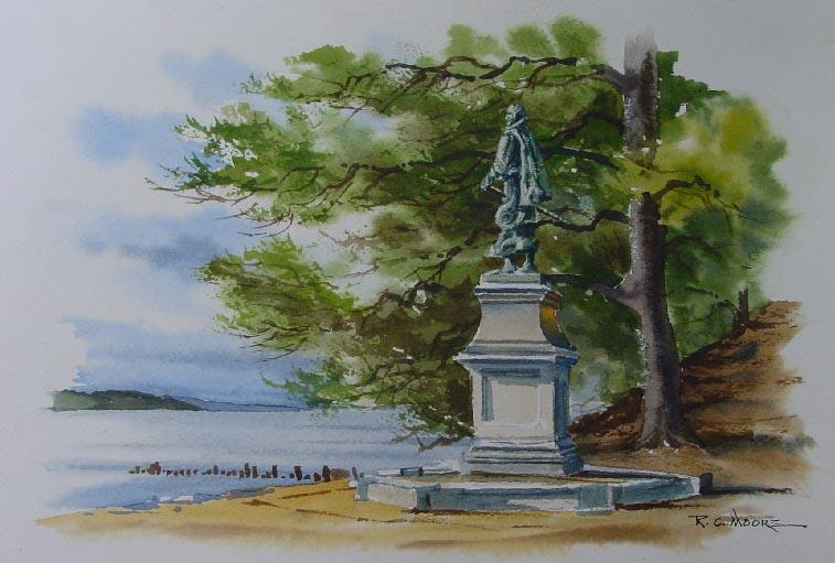 Watercolor Painting of John Smith Statue by Richard C Moore